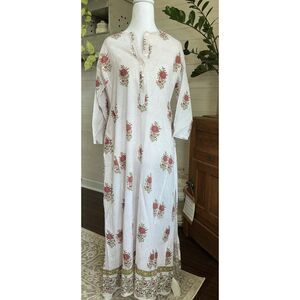 Roller Rabbit Valley Floral Serafina Bohemian Tunic Maxi Dress Size Small